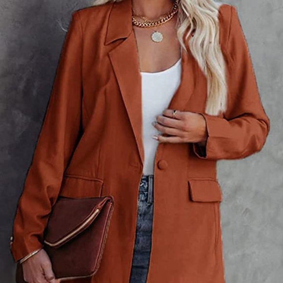 Casual Blazers Long Sleeve Open Front Button Work Office Blazer Jackets with